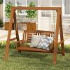 Furinno Tioman Hardwood Patio / Garden / Outdoor 4ft Porch Swing, 2 Seater with Hanging Chains, Natural(Light Wood)