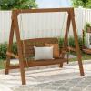 Furinno Tioman Hardwood Patio / Garden / Outdoor 4ft Porch Swing, 2 Seater with Hanging Chains, Natural(Light Wood)