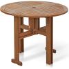 Furinno FG17035 Tioman Hardwood Patio Furniture Gateleg Round Table in Teak Oil, Natural(Gateleg Round Folding Table)