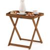 Furinno FG17035 Tioman Hardwood Patio Furniture Gateleg Round Table in Teak Oil, Natural(Large Folding Tray Table)