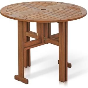 Furinno FG17035 Tioman Hardwood Patio Furniture Gateleg Round Table in Teak Oil, Natural(Gateleg Round Folding Table)