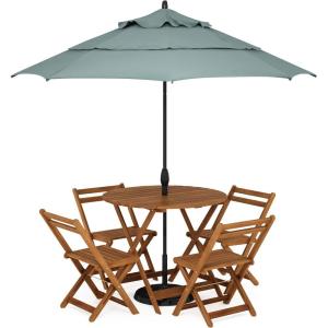 Furinno FG17035 Tioman Hardwood Patio Furniture Gateleg Round Table in Teak Oil, Natural(Round Dining Folding Table)