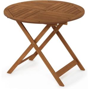 Furinno FG17035 Tioman Hardwood Patio Furniture Gateleg Round Table in Teak Oil, Natural(Round Folding Table)