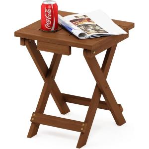 Furinno FG17035 Tioman Hardwood Patio Furniture Gateleg Round Table in Teak Oil, Natural(Small Folding Table)