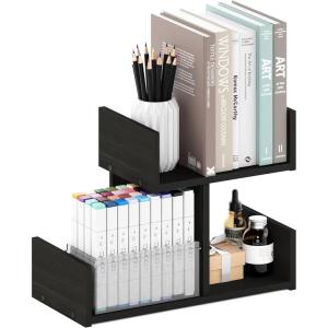 Furinno Hermite Wood Desktop Book and Home Office Supplies Storage Organizer, Bauhaus Oak(Espresso)