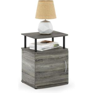 Furinno Jaya End Table, One, Black Wood(French Oak/Black)