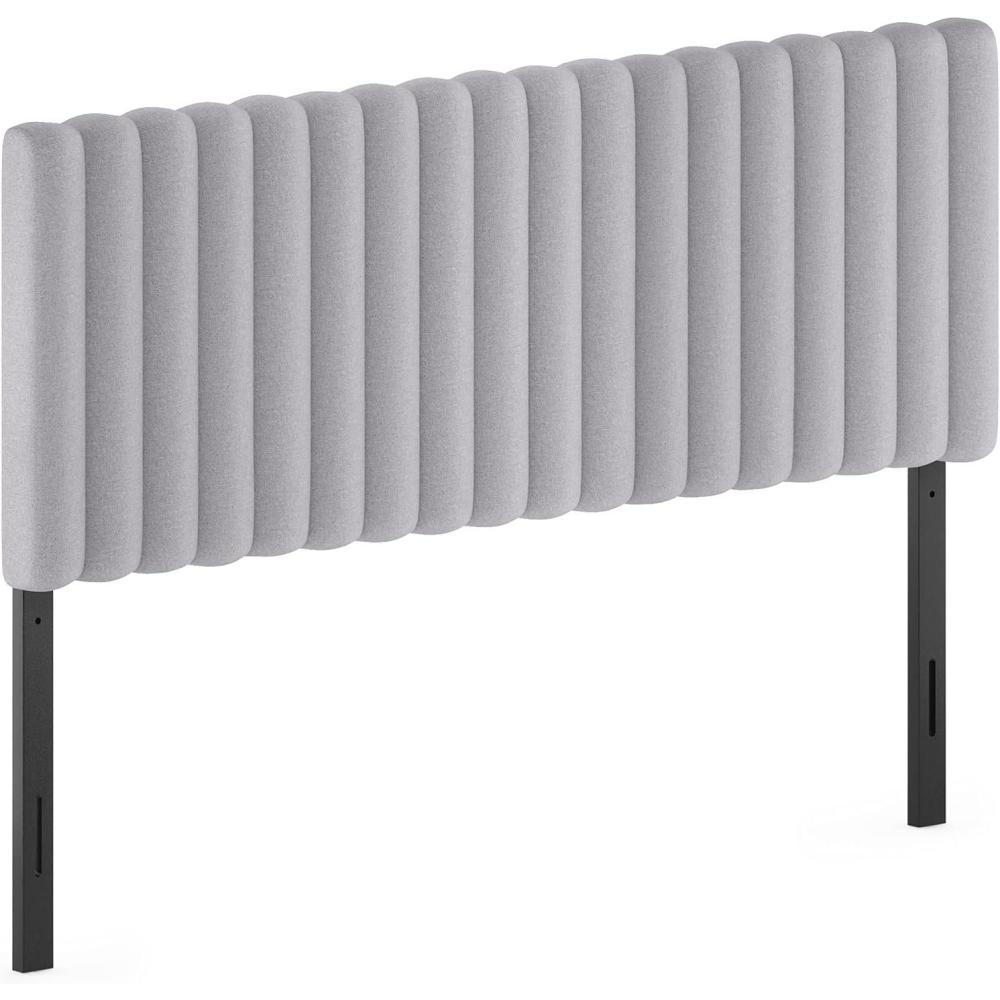 imageFurinno Roanne Headboard King Size Tufted Upholstered Wooden Headboard Bed Frame Mount Head Board Easy Assembly for Bedroom Dorm Blue DenimLight Grey