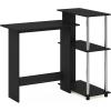 Furinno Abbott Corner Computer Desk with Bookshelf, Espresso/Black(Americano/Chrome)