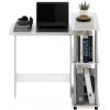 Furinno Abbott Corner Computer Desk with Bookshelf, Espresso/Black(White Oak/Chrome)