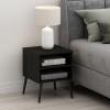 Furinno Claude Mid Century Style Nightstand with Wood Legs, 15.55 (D) x 15.55 (W) x 20.16 (H) inches, Espresso(Espresso)