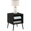 Furinno Claude Mid Century Style Nightstand with Wood Legs, 15.55 (D) x 15.55 (W) x 20.16 (H) inches, Espresso(Espresso)