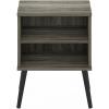 Furinno Claude Mid Century Style Nightstand with Wood Legs, 15.55 (D) x 15.55 (W) x 20.16 (H) inches, Espresso(French Oak Grey)