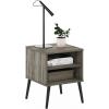 Furinno Claude Mid Century Style Nightstand with Wood Legs, 15.55 (D) x 15.55 (W) x 20.16 (H) inches, Espresso(French Oak Grey)