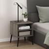Furinno Claude Mid Century Style Nightstand with Wood Legs, 15.55 (D) x 15.55 (W) x 20.16 (H) inches, Espresso(French Oak Grey)