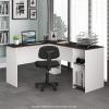 Furinno Indo L-Shaped Computer Desk with Bookshelf, Natural/White(Espresso/White)