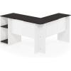Furinno Indo L-Shaped Computer Desk with Bookshelf, Natural/White(Espresso/White)