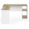 Furinno Indo L-Shaped Computer Desk with Bookshelf, Natural/White(Sonoma Oak/White)