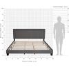 Furinno Laval Bed Frame, King Size Bedframe with Button Double Row Nail Head Headboard, Upholstered Bed with Legs, 12pcs Wooden Slat Support, Easy Assembly, for Bedroom, Dorm, Dark Grey