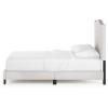 Furinno Laval Bed Frame, King Size Bedframe with Button Tufted Headboard, Upholstered Bed with Legs, 12pcs Wooden Slat Support, Easy Assembly, for Bedroom, Dorm, Light Grey(Light Beige)
