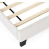 Furinno Lille Bed Frame, King Size Bedframe with Button Tufted Headboard, Bed with Legs, 12pcs Wooden Slat Support, Easy Assembly, for Bedroom, Dorm, Light Beige