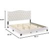 Furinno Lille Bed Frame, King Size Bedframe with Button Tufted Headboard, Bed with Legs, 12pcs Wooden Slat Support, Easy Assembly, for Bedroom, Dorm, Light Beige