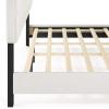 Furinno Lille Bed Frame, King Size Bedframe with Button Tufted Headboard, Bed with Legs, 12pcs Wooden Slat Support, Easy Assembly, for Bedroom, Dorm, Light Beige
