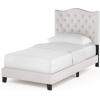 Furinno Lille Button Tufted Bed Frame, Twin, Beige(Button Tufted  Twin)