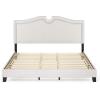 Furinno Lille Button Tufted Bed Frame, Twin, Beige(Curve  King)