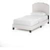 Furinno Nadia Bed Frame, Twin Size Bedframe with Nailhead Trim Headboard, Bed with Legs, 12pcs Wooden Slat Support, Easy Assembly, for Bedroom, Dorm, Beige