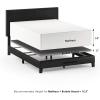 Furinno PESSAC Bed Frame, Full Size Bedframe with PU Leather Upholstery Headboard, Bed with Legs, Wooden Slat Support, Easy Assembly, for Bedroom, Dorm, Plain Black