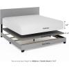 Furinno PESSAC Bed Frame, King Size Bedframe with Fabric Upholstered Headboard, Bed with Legs, Wooden Slat Support, Easy Assembly, for Bedroom, Dorm, Light Grey