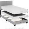 Furinno PESSAC Bed Frame, Twin XL Size Bedframe with Fabric Upholstered Headboard, Bed with Legs, Wooden Slat Support, Easy Assembly, for Bedroom, Dorm, Light Grey
