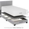 Furinno PESSAC Bed Frame, Twin XL Size Bedframe with Fabric Upholstered Headboard, Bed with Legs, Wooden Slat Support, Easy Assembly, for Bedroom, Dorm, Light Grey