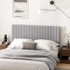 Furinno Roanne Headboard King Size, Tufted Upholstered Wooden Headboard, Bed Frame Mount Head Board, Easy Assembly, for Bedroom, Dorm, Blue Denim(Light Grey)