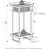Furinno Turn-N-Tube Tall Nightstand with Bin, 1-Pack, Plastic Poles, Amber Pine/Black