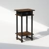 Furinno Turn-N-Tube Tall Nightstand with Bin, 1-Pack, Plastic Poles, Amber Pine/Black