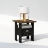 Furinno Turn-N-Tube Tall Nightstand with Bin, 1-Pack, Plastic Poles, Columbia Walnut/Black/Dark Brown(Amber Pine/Black)