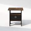 Furinno Turn-N-Tube Tall Nightstand with Bin, 1-Pack, Plastic Poles, Columbia Walnut/Black/Dark Brown(Amber Pine/Black)