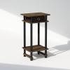 Furinno Turn-N-Tube Tall Nightstand with Bin, 1-Pack, Plastic Poles, Columbia Walnut/Black/Dark Brown(Columbia Walnut/Black/Dark Brown)