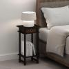 Furinno Turn-N-Tube Tall Nightstand with Bin, 1-Pack, Plastic Poles, Columbia Walnut/Black/Dark Brown(Espresso/Brown)