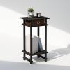 Furinno Turn-N-Tube Tall Nightstand with Bin, 1-Pack, Plastic Poles, Columbia Walnut/Black/Dark Brown(Espresso/Brown)