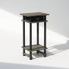 Furinno Turn-N-Tube Tall Nightstand with Bin, 1-Pack, Plastic Poles, Columbia Walnut/Black/Dark Brown(French Oak/Black/Black)