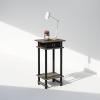 Furinno Turn-N-Tube Tall Nightstand with Bin, 1-Pack, Plastic Poles, Columbia Walnut/Black/Dark Brown(French Oak/Black/Black)