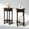 Furinno Turn-N-Tube Tall Nightstand with Bin, 2-Pack, Plastic Poles, French Oak/Black/Black(Amber Pine/Black)