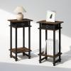 Furinno Turn-N-Tube Tall Nightstand with Bin, 2-Pack, Plastic Poles, French Oak/Black/Black(Amber Pine/Black)