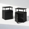 Furinno Turn-N-Tube Tall Nightstand with Bin, 2-Pack, Plastic Poles, French Oak/Black/Black(Black)