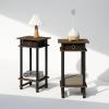 Furinno Turn-N-Tube Tall Nightstand with Bin, 2-Pack, Plastic Poles, French Oak/Black/Black(Columbia Walnut/Black/Dark Brown)