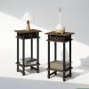 Furinno Turn-N-Tube Tall Nightstand with Bin, 2-Pack, Plastic Poles, French Oak/Black/Black(Columbia Walnut/Black/Dark Brown)