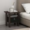 Furinno Turn-N-Tube Tall Nightstand with Bin, 2-Pack, Plastic Poles, French Oak/Black/Black(Dark Brown/Black)