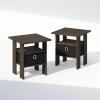 Furinno Turn-N-Tube Tall Nightstand with Bin, 2-Pack, Plastic Poles, French Oak/Black/Black(Dark Brown/Black)